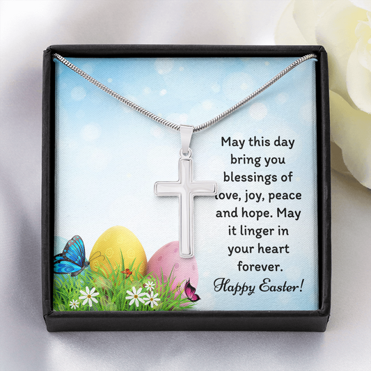 Blessings of Love Easter Stainless Steel Cross Necklace